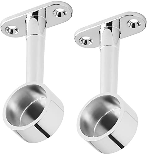 SOTECH 1 Par 2 Piezas Soporte de varilla de armario para un tubo | de redondo Ø 25 mm cromo pulido Altura ajustable 64 - 93 mm