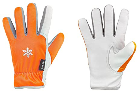 Elyse HandschuhMan. Winter Arbeitshandschuhe aus Schafsleder gefüttert mit Hi-Vis Orange, Größe 8-11 (9/L)