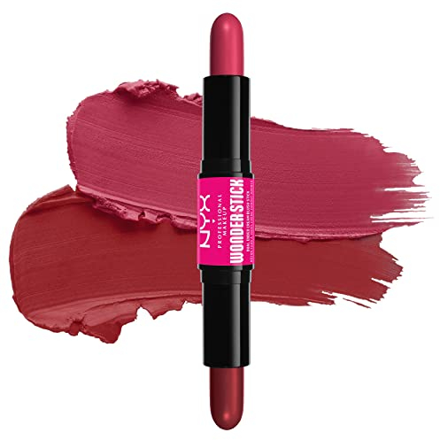NYX Professional Makeup Blush a Doppia Punta, Arricchito con Acido Ialuronico Idratante, Texture Facilmente Sfumabile, Formula Vegana, Wonder Stick, Deep Magenta + Ginger