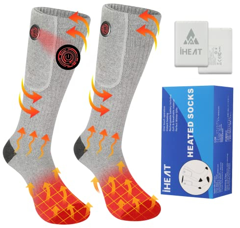 Beheizbare Socken,Wiederaufladbare Beheizte Socken Damen Herren,5000mAh &3 Einstellbarer Temperatur Elektrischer Fußwärmer für Outdoor-Sportarten, Angeln,Skifahren