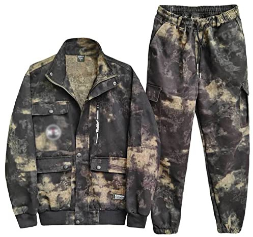 Tuta mimetica, Tuta uniforme tattico Bdu da uomo, tuta mimetica per saldatura elettrica, cappotto e pantaloni della camicia militare., nero, Large