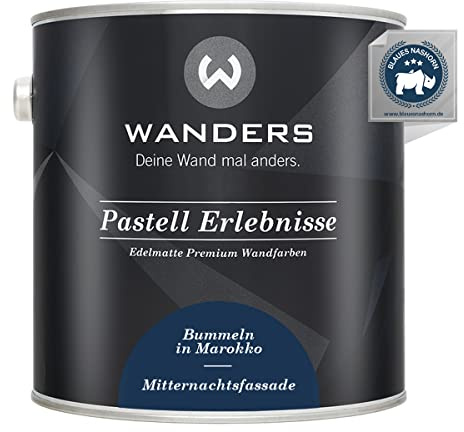 Wanders Pastell Erlebnisse 2,5L - Facciata Mezzanotte/Blu Scuro - Vernice murale opaca di alta qualità! Vernice per mobili da cucina e colore per mobili. Vernice a gesso per legno e altro. Alta
