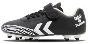 Hummel Top Star F.g. Scarpe da Calcio Unisex per Bambini, con Chiusura in Velcro, Nero Bianco, 25 EU