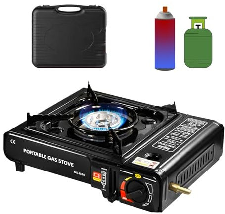 kiskick Hornillo de butano de 2900 W, hornillo de gas para camping y barbacoa, resistente a altas temperaturas, para cocinar al aire libre y uso en viajes, modelo B