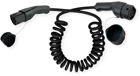 ROLINE E-Auto Ladekabel Typ2, 3-phasig, 480VAC (3P+N+E), 16 A, 11 kW, Spiralkabel, 3 m