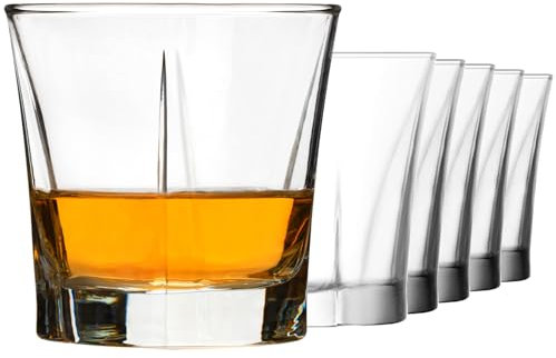KIAPPO Whiskygläser Set 280 ml - 6 Stück Modern Whiskey Glass - Glasses für Rum Gin Cognac Bourbon - Trinkgläser - Wassergläser - Cocktailgläser für Partys - Eventgläser
