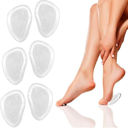 3 Paires Coussinet Plantaire, Demi Semelles Coussinet, Coussinets Metatarsiens Transparent,Antidérapantes Demi Semelle Silicone Avant Pied,pour Talons Hauts et Chaussures de Travail