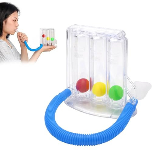Atemmuskeltrainer, 3-Kammer-Atemtrainer System, Lungenkapazitätstrainingsgerät Waschbares Expandergerät Atemmesssystem, Einfach zu Bedienen, Atemtrainer für Sprachtherapie und Lungenfunktion