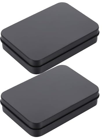 Yardwe Boîte De Rangement Pour Cartes À Jouer 2 Pièces Noir | Noir, Fer , 10.00X7.00X2.00cm/3.93X2.75X0.79in, 2 Pièces, Rangement Pratique