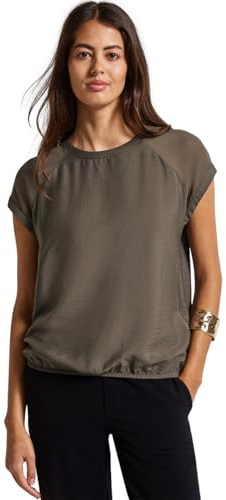 STREET ONE Damen 3411809 Blusenshirt mit Meshdetail, Nomad Brown, 38