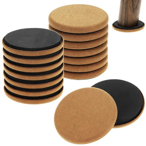 QWORK® 16 Piezas Fieltro Deslizante para Muebles de Madera Dura, 9 cm - Deslizadores para Muebles Pesados