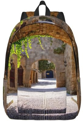 Italienischer Straßen-Rucksack, Laptoptasche, verstellbare Riemen, Vintage, Freizeit, Schule, Reisen, Outdoor, Arbeit, Camping, Schwarz , M