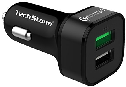 TechStone Car Charger Dual USB In Car Fast Charging Adapter Quick Charge 3.0 – Mini Phone Cigarette Lighter 12v Socket for iPhone XS/XR/Max/7/8/Plus, Air 2/ iPad Pro/Mini, Galaxy, LG, HTC