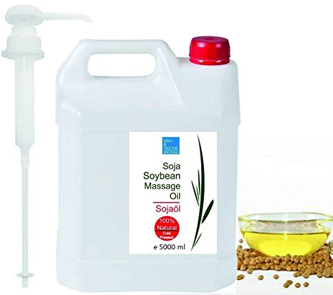 bleumarine Bretania - Olio di Soia Puro al 100% | Ricco di Vitamine | Emolliente per Pelle | Ottimo per Massaggi | Azione Idratante e Anti-età, 5000 ml