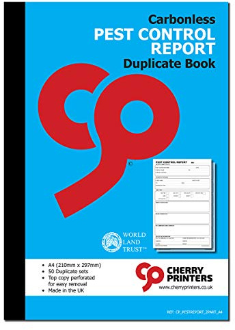Cherry Printers Carbonless NCR Pest Control Report Duplicate Book A4 50 Sets