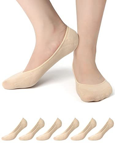No Show Socks for Women - 6 Pairs Non Slip Invisible Socks Women, Cotton Ultra Low Cut Liner Socks Ladies Trainer Sneaker Socks Shoe Liners for Loafer Flats Boat Shoes UK Size 5.5 to 8
