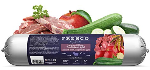 Fresco Dog Barf Saucisse Menu complet Agneau avec millet, courgette et pomme