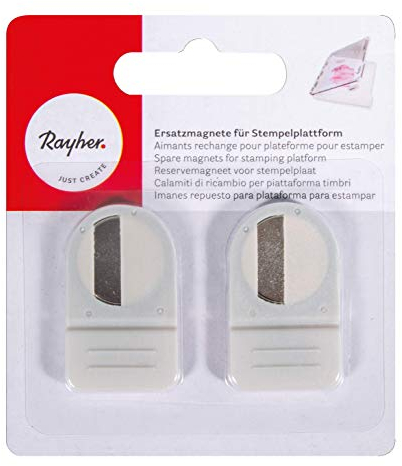 Rayher Ersatzmagnete, 2 Stück, für Stempelplattform A5, Magnethalter für Stempelplattform, 29211000, Weiß