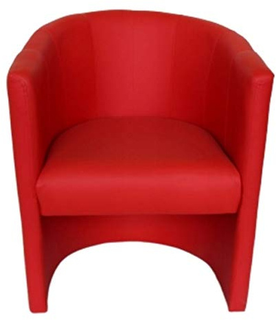 MartHome Cocktailsessel Club Tom - Fauteuil Rembourré en Similicuir, Siège de Club et Lounge pour Salon, Bureau et Hôtel - Rouge