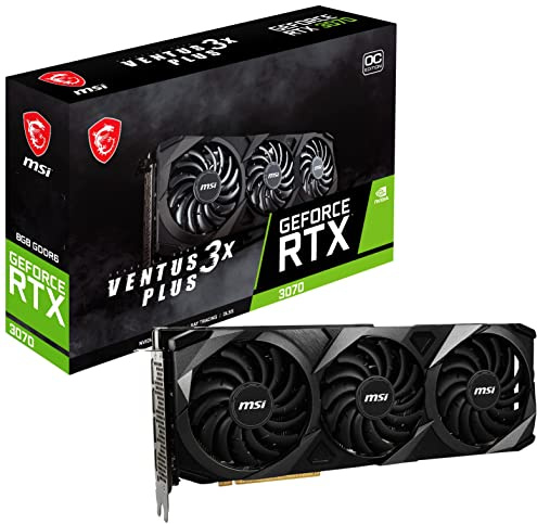MSI Gaming GeForce RTX 3070 LHR 8GB GDRR6 256-Bit HDMI/DP Nvlink Triple Torx Fan 3 Ampere Architecture OC Grafikkarte (RTX Ventus 3X Plus 8G LHR), 9B14-137-739, schwarz