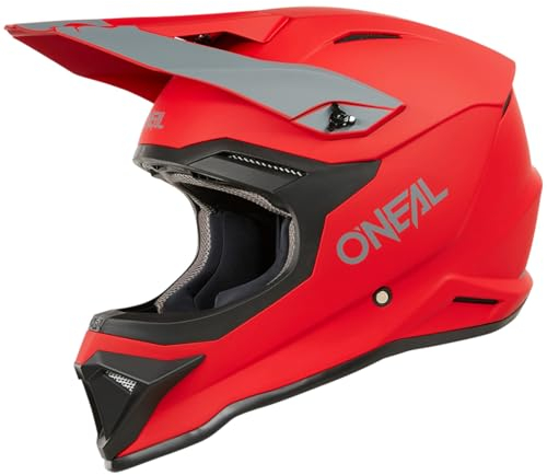 O'NEAL | Casco da motocross | Moto MX Enduro | Guscio in ABS, Standard di sicurezza ECE 22.05 | Casco 1SRS SOLID V.24 | Adulto | Rosso | Taglia M