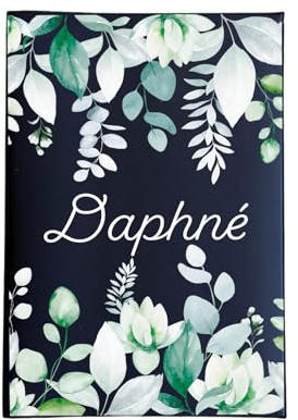 Porte ordonnance motif feuilles eucalyptus pour ranger ordonnance, carte vitale, carte mutuelle, rangement dossier médical ref C1009 (Marine)