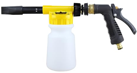 Auto-Schaumpistole, 900ML Multifunktionale Auto Reinigung Schaum Pistole, Einstellbare Profi Schaum Waschpistole für Auto-und Motorrad Gärten Waschen Werkzeug fit Gartenschlauch SchaumsprüHer (Gelb)