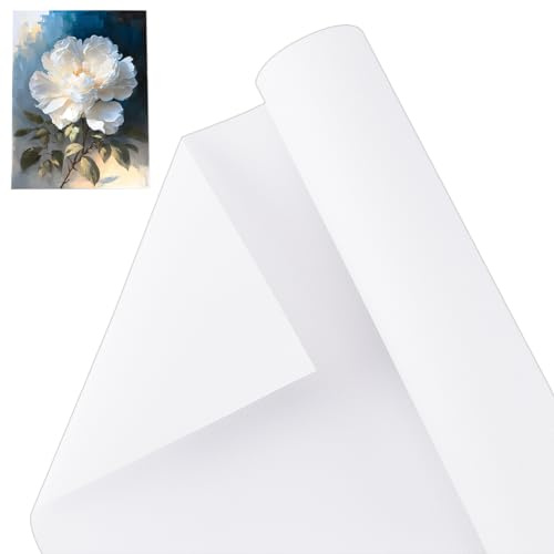 OLYCRAFT 27.3cmx5m Toile de coton doublement apprêtée Rouleau de toile blanche 0.3mm d'épaisseur Rouleau de toile de coton pour la peinture Papier gesso à double apprêt les projets artistiques