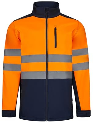 VELILLA 106004 Veste Soft Shell bicolore, Bleu marine et orange fluo, L