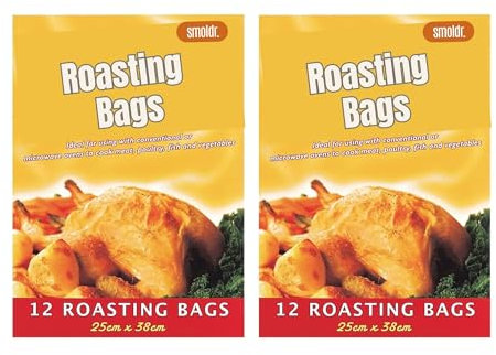 24 Stück Bratbeutel für Ofen mit Bändern, Ofenbeutel zum Braten von Huhn, Truthahn, Fleisch und Fisch, 38 x 25 cm, Mehrzweck-Kochbeutel für Ofen, Truthahn-Bratbeutel, Ofenbratbeutel