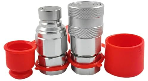 CHENYN Attacco rapido Idraulico a Faccia Piatta ad Alto Flusso per minipale, Attacco rapido Idraulico, Set di attacchi rapidi, Corpo da 5/8 ISO16 x 3/4 NPT ISO16028 con Cappucci Antipolvere