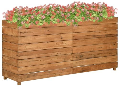 Xichuzi Arriate, Mesa De Cultivo, Huerto Domestico, Cultivo De Plantas Aromaticas, Arriate De Jardín, de Teca reciclada y Acero 150x40x72 cm