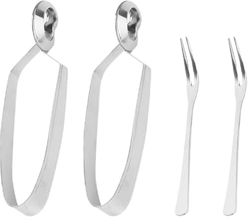 KXQYIKYI Food Clip Snail Forks and Mushroom Plates BBQ Tongs Seafood Forks Tongs Set 4Pcs