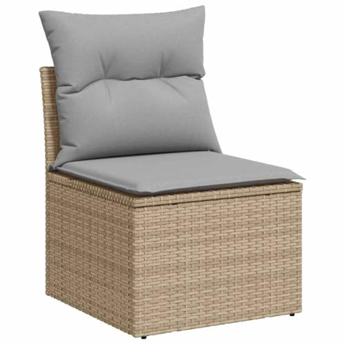 vidaXL Trädgårdsoffset 12 st 7-Antal sittplatser Beige Poly rattan