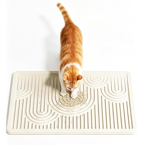Tapis Litière, Tapis Chat Litière, Mat de Sortie de Litiere pour Chat, Mat Texturé pour Retenir la Litiere, Tapis Polyvalent pour Chats, Facile à Nettoyer et Réutilisable
