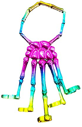 Tressify Halloween handarmband, punk gotiskt skelettarmband med fingerringar, elastisk handkedja smycken för cosplay fester scenframträdande semesteraktiviteter
