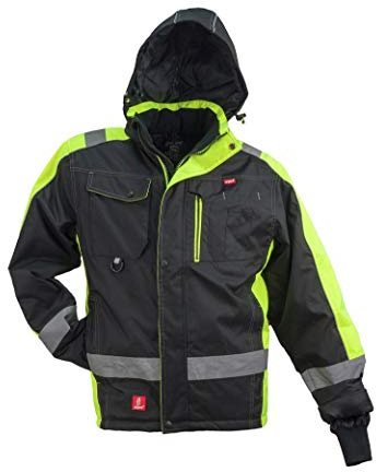 URG Warnjacke Warnschutzjacke Arbeitsjacke Winterjacke Gefüttert Schwarz (GL-8365) (2XL)