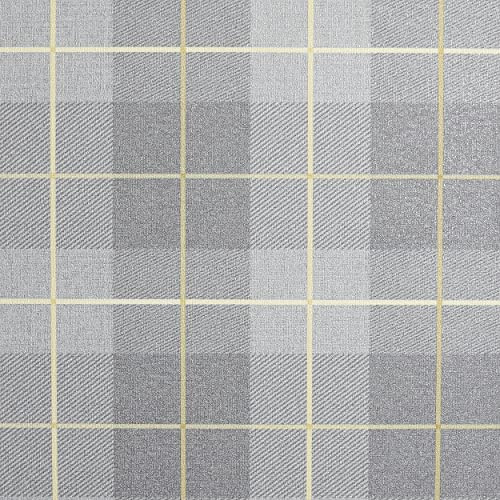Arthouse Ochre Grey Tartan Check Country Style Wallpaper - Hard Wearing Vinyl - Vintage - Bedroom - Kitchen - Hallway - Livingroom - Office Study - Bathroom - Dining - Full Roll 10.05m x 53cm 299000