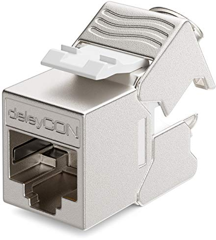 deleyCON 1x Modulo Keystone RJ45 Senza Utensili (10 Gbit/s, 500 MHz) LSA Completamente Schermato STP - Presa LAN per Cavi Patch Ethernet CAT8 CAT7 CAT6 CAT5, per Scatola a Muro e Patch Panel