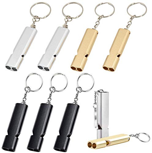 Fischio di Emergenza,DBAILY 9PCS Metallo Doppio Forte Fori Fischietto Per Animali Addestramento Sport Campeggio Escursionism