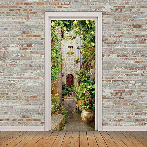 3d Adesivi Per Porte Fiori E Piante Murale Autoadesivo Decorazione Della Casa Adesivi Murali Soggiorno Camera Da Letto Adesivi Artistici Rimovibili-95x215 cm