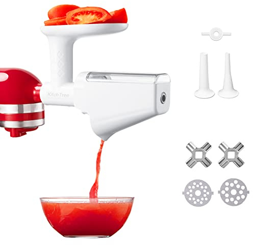 KITCHTREE Fruit & Vegetable Strainer Attachment Set for KitchenAid - Includes Food Grinder Attachment and Sausage Stuffer Tubes, Compatible with KitchenAid Stand Mixers