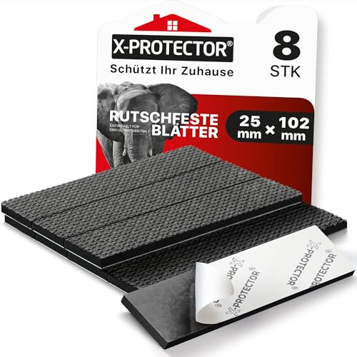 X-Protector Gummiplatte – 8 Stück Antirutsch Pads 25 × 102 mm – Schwarze Anti Rutsch Pads – Universale rutschfeste Unterlage – Premium-Füße für Tastatur, Geräte