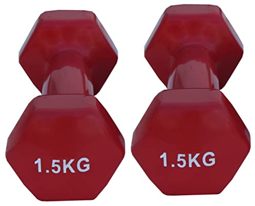 Lisaro Set di 2 manubri in vinile con superficie in vinile, ideali per aerobica, pilates, peso 1,5 kg, confezione per coppia.