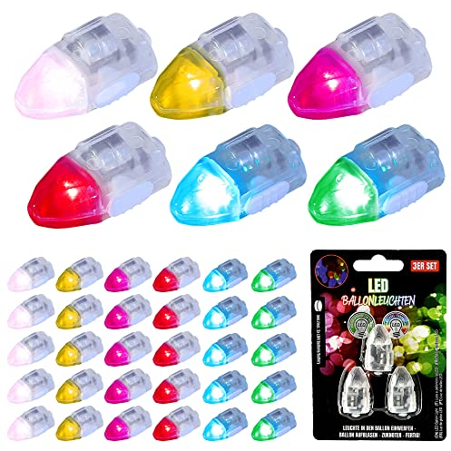 LED Ballonleuchten 36er Pack │ bunt batteriebetrieben Lampe │Ballon Zubehör Partyballons Beleuchtung (1 x 36er Set LED Ballonleuchten)