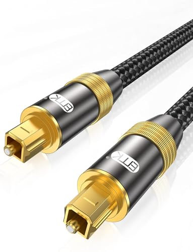 EMK Digital Optical Audio Cable Toslink Cables TOSLINK to SPDIF Male to Male Fiber Optic 24k Gold-Plated Optical Cable for Soundbar to TV, Amplifier, DVD, Speaker (1m)