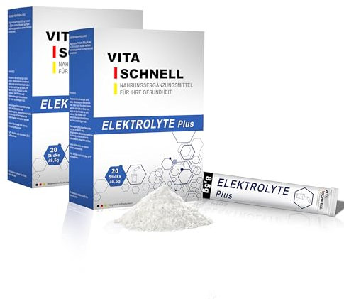 Vita Schnell Elektrolyte Sticks 40 Stk. – Optimale Elektrolyt Versorgung – Vegane, gluten- und laktosefreie Sport Elektrolyte – Made in Germany – Elektrolyte Pulver für schnelle Regeneration