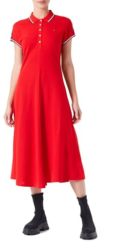 Tommy Hilfiger Robe Polo Femme Longueur Genoux, Rouge (Fierce Red), XS