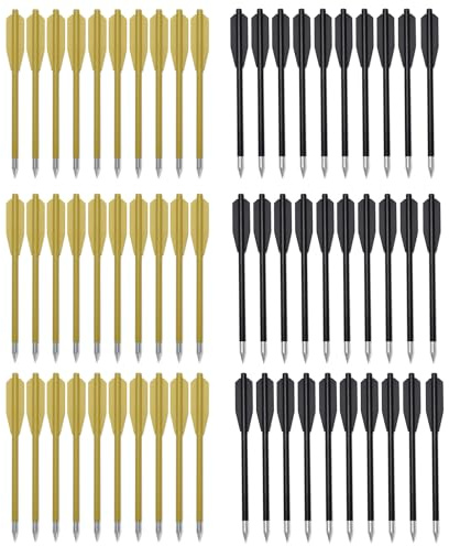 60PCS 6.3 Inch 50-80LB Mini Archery Crossbow Bolts Set with Sharp Metal Tip, Reusable Durable Arrow Dart for Shooting Target Practice, Outdoor Fishing, Small Hunting Game