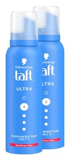 Schwarzkopf Taft Espuma fijadora Ultra (2 x 150 ml), grado de retención 4, espuma para todo tipo de cabello, fortalece el cabello, fórmula vegana *
